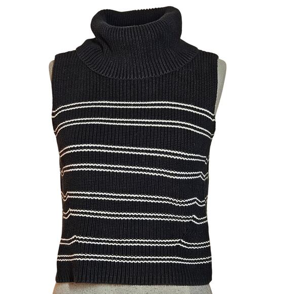 French Connection Sleeveless Cotton Turtleneck Sweater Size Medium - Picture 1 of 4